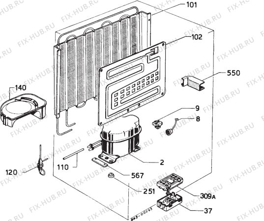 Взрыв-схема холодильника Zanussi ZR60LW - Схема узла Refrigerator cooling system